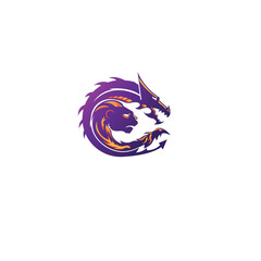 creative logo dragon and lion, bird illustration, colorful design, vector
