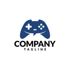 a gamepad with a bubble text shape, good for business with a game theme logo