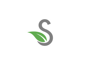 simple letter S logo with leaf. Can be used for agriculture, herbal, health business