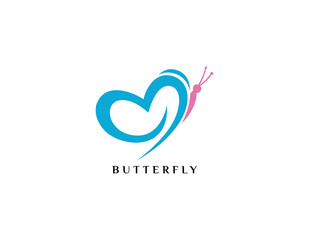 simple beauty butterfly logo design illustration.