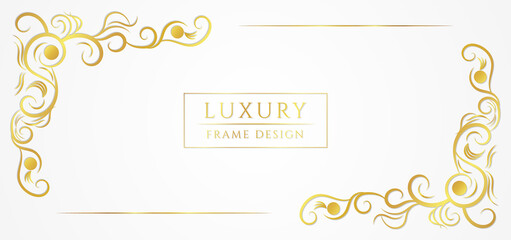 Luxury gold frame design floral concept white background