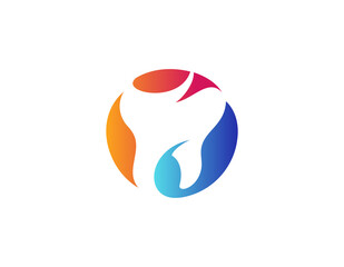 Modern colorful dental logo design illustration.