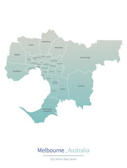 Obraz premium Melbourne Map. a major city in the Australia.