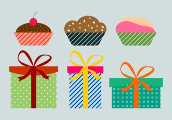 set of anniversary elements for birthday