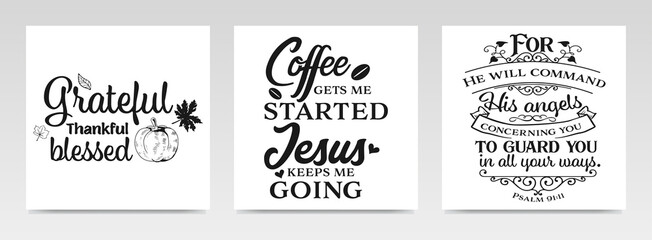 Christian quotes letter typography set illustration.