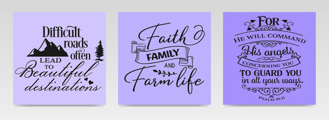 Christian quotes letter typography set illustration.