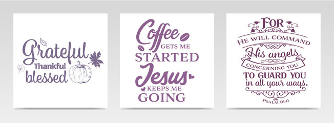 Christian quotes letter typography set illustration.