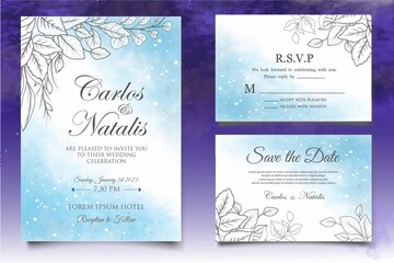 Fototapeta na wymiar Elegant vintage floral wedding invitation template