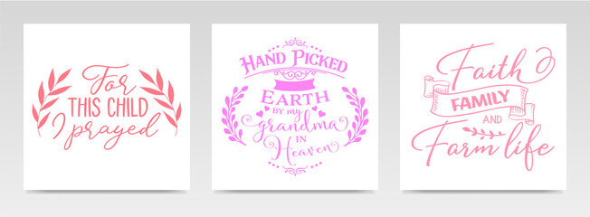 Christian quotes letter typography set illustration.