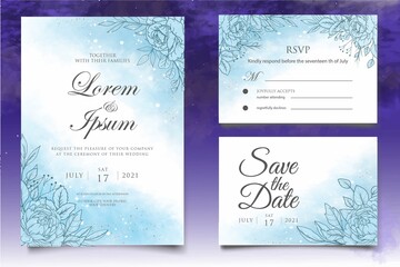 Elegant vintage floral wedding invitation template
