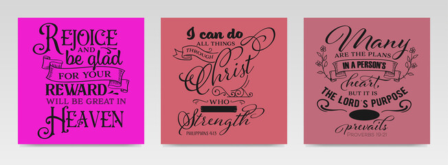 Christian quotes letter typography set illustration.