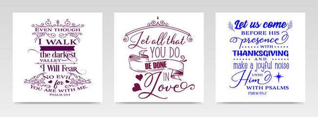 Christian quotes letter typography set illustration.