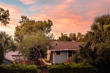 house in the sunset