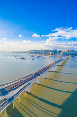 Fototapeta premium Aerial scenery of Xiwan bridge in Macao, China