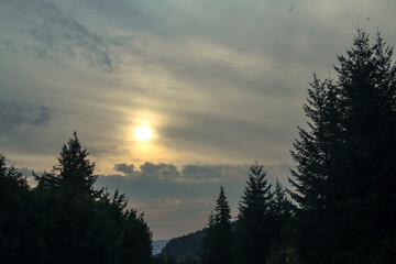 Fototapeta na wymiar blue sunset over the mountains