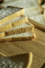 Closeup slided white bread from wheat