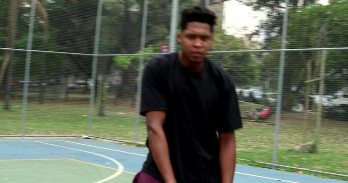 Black African man performing urban dance krump