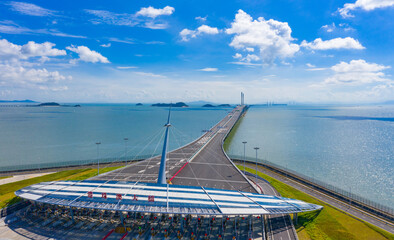 Aerial view of the Zhuhai section of the Hong Kong–Zhuhai–Macau Bridge, China