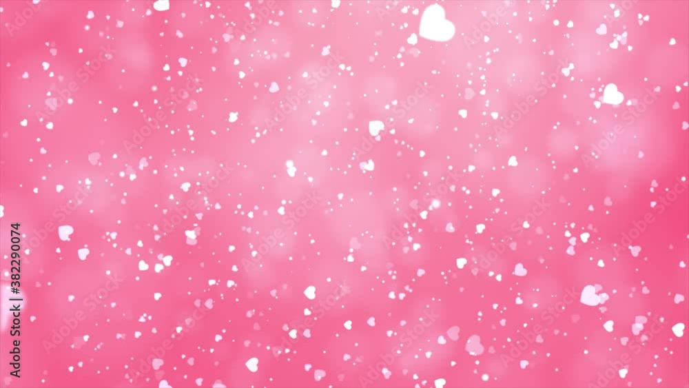 Poster abstract pink shiny heart shape bokeh lights glitter defocused particles loop background animation. 