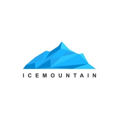 Ice mountain logo design vector. ice mountain blue color geometric icon logo abstract mountain