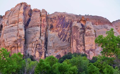 Lower Calf Creek Falls views from the hiking trail Grand Staircase-Escalante National Monument between Boulder and Escalante off Highway 12 in Southern Utah. United States.