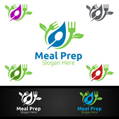 Meal Prep Healthy Food Logo for Restaurant, Cafe or Online Catering Delivery