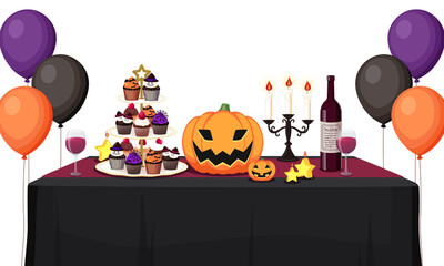 ハロウィンパーティのテーブル