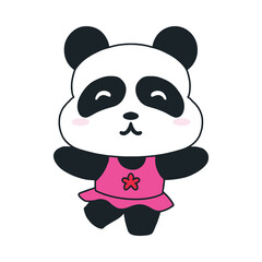 cute panda dancing cartoon illustration