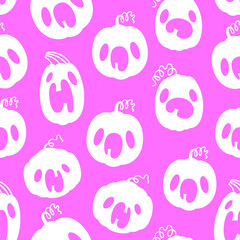 Vector seamless pattern with emotional pumpkins. Background for Halloween. Packaging and fabric design. - 382292682