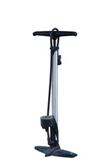 Tire air pump with hand for bicycle or motorbike isolated on white background included clipping path.