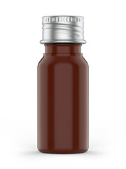 Blank PET pharma bottle with screw cap for mock up and branding, 3d render illustration.