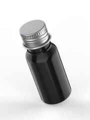 Blank PET pharma bottle with screw cap for mock up and branding, 3d render illustration.