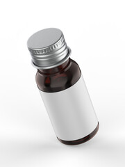 Blank PET pharma bottle with screw cap for mock up and branding, 3d render illustration.