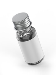 Blank PET pharma bottle with screw cap for mock up and branding, 3d render illustration.