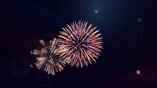 Colorful Fireworks Lighting Effect Loop Animation. Celebration Concept. Diwali festival lights. DIwali Holiday shiny background. birthday, Anniversary, Holiday, New Year, Party, Invitation, Wedding