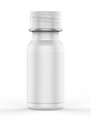 Blank PET pharma bottle with screw cap for mock up and branding, 3d render illustration.