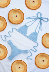 Bikini and pie. 