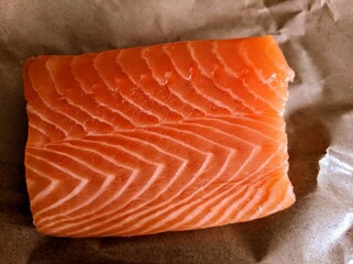 perfect marbled filet of salmon ready to be cooked