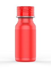 Blank PET pharma bottle with screw cap for mock up and branding, 3d render illustration.