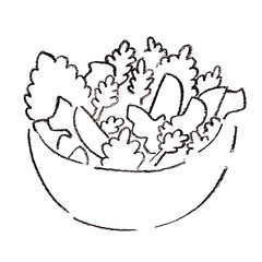 サラダボウルのペン画イラスト