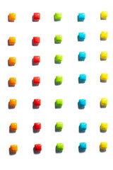 Candy  in a row. Colorful candies , chewing gum are placed in a row with a contrasting shadow on a white isolated background. Advertising label design element. Vertical photo