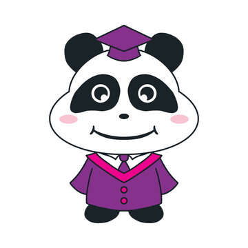 cute panda graduation cartoon illustration
