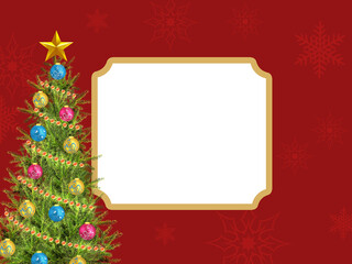 クリスマス背景　クリスマスツリー　雪の結晶　クリスマスフレーム　クリスマス