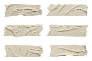 White wrinkled adhesive tape isolated on white background. White Sticky scotch tape of different sizes.