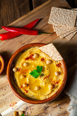 Delicious hummus paste with lemon and chilli
