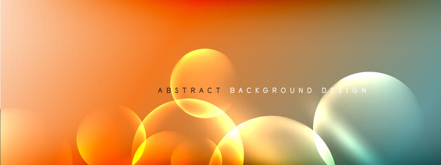 Vector abstract background liquid bubble circles on fluid gradient with shadows and light effects. Shiny design templates for text