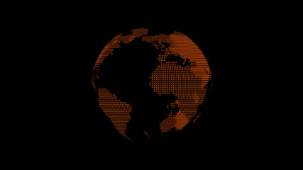Amazing orange color 3d planet on black background,3d earth on black background © MSH