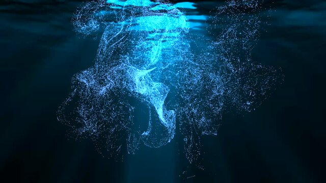 4K Deep underwater illuminated Ocean bubbles motion 4K 3D Green Screen loop Animation. Floating plankton. Air Bubble, Bubbles, Drink, Flow, Fresh, Ocean, Sea, Underwater, Water, Transparent
