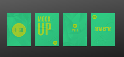 Set mockups of wrinkled paper posters realistic vector illustration isolated.