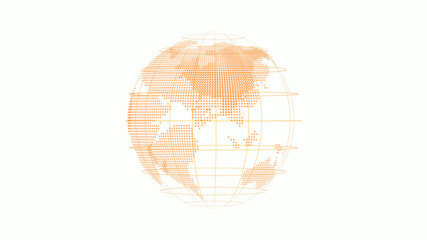 New orange color technology 3d earth in on white background,planet icon